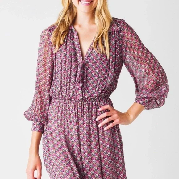 NWT Zadig & Voltaire Rose Skull Dress‎ Large Reevas Mousseline - Picture 2 of 14